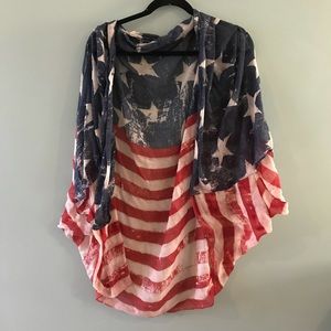 American flag kimono cover-up OS One size